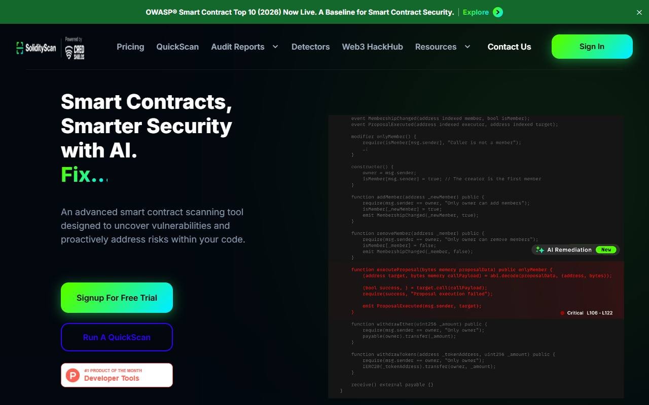 SolidityScan website by Techavinya